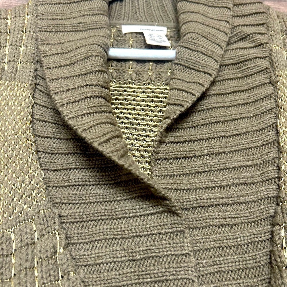 DKNY Jeans vintage XS Y2K short sleeved wool/poly blend long belted cardigan - Picture 5 of 10